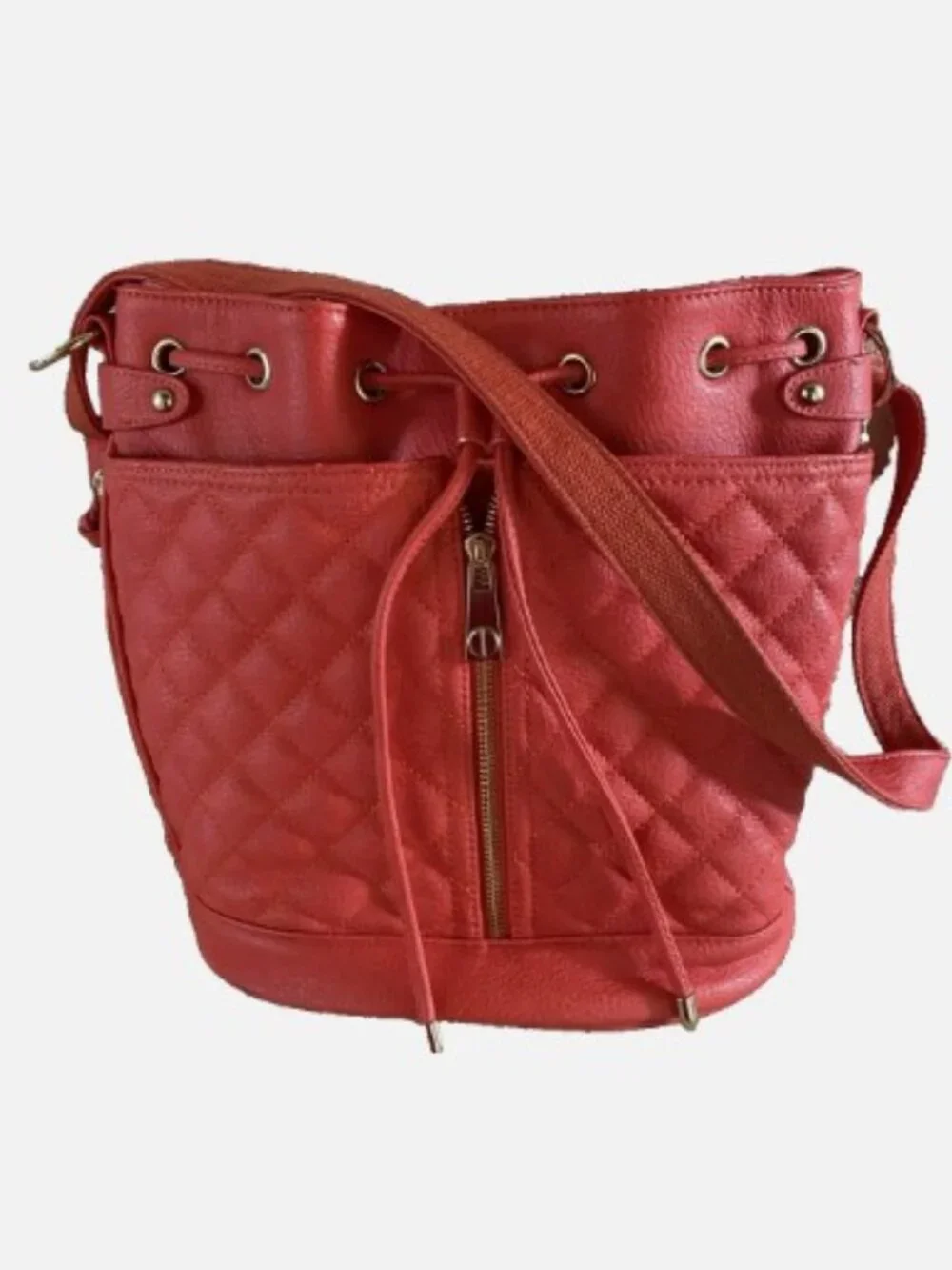 STEVE MADDEN Red Quilted Convertible Backpack Bucket Handbag